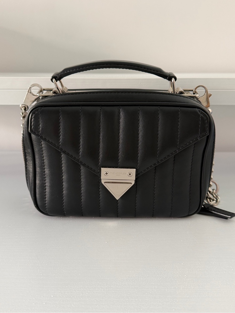 The Kooples Barbara Black Quilted Leather Crossbody Bag Made in Italy